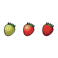 omogna mogen jordgubbe på vit bakgrund, vektorillustration vektor