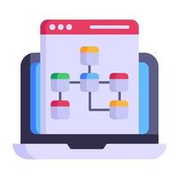 Flussdiagramm und Lupe, Konzept der flachen Ikone der Datenauswertung vektor