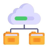 Internet dataöverföring, platt ikon för moln värd vektor