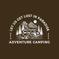 Vintage Adventure Night Camping-Logo-Vorlage vektor