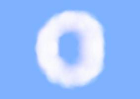 konsonant realistiska vita molnvektorer på blå himmel bakgrund, vackert luftmoln typsnitt, typografi av versal o som fluffigt vit som bomull vektor
