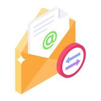 ikon av brev inuti kuvertet, isometrisk design av skicka e-post vektor