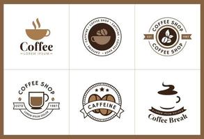 uppsättning kaffe logotyp och etikett vektor