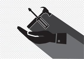 Hand och Tools Hammer-ikonen vektor