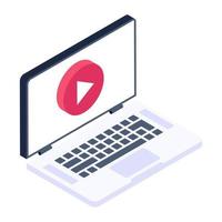 isometrische ikone des online-videos vektor