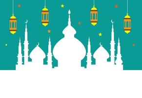 islamische Moschee mit blauem Hintergrund vektor