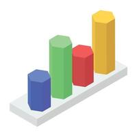 Balken mit Prozentsatz, Balkeninfografik isometrisches Symbol vektor