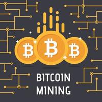 goldene bitcoin digitale währung. Bitcoin-Mining-Vektor-Illustration. Kryptowährungstechnologie und digitales Geld. Vektor-Illustration vektor