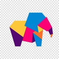elefant origami. abstrakt färgglad livlig elefant logotypdesign. djur origami. vektor illustration