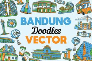 bandung doodles vektor bakgrund i tecknad stil