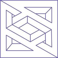 Logo für optische Täuschung. unmögliche Formen. Figuren der Heiligen Geometrie. abstrakte ewige geometrische objekte. Unmögliches endloses Umrisstattoo. optische Kunst. unmögliche Geometrieform auf weißem Hintergrund. vektor