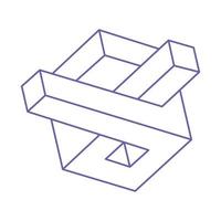 Illusionsformen. 3D-Geometrie-Tätowierung. optische Täuschung Figur. heilige Geometrie. Logo in trendiger 2022 sehr peri Farbe. vektor