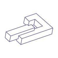 unmögliche Formen. optische Täuschung. Figuren der Heiligen Geometrie. abstrakte ewige geometrische objekte. unmögliche endlose Umrisse. optische Kunst. unmögliche Geometrieform auf weißem Hintergrund. Logo. vektor