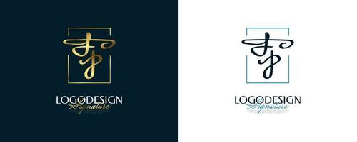 anfängliches f- und p-logo-design mit elegantem und minimalistischem goldhandschriftstil. fp-Signaturlogo oder Symbol für Hochzeit, Mode, Schmuck, Boutique und Geschäftsidentität vektor