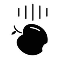fallendes Apfel-Glyphen-Symbol vektor