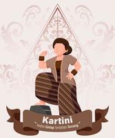 Selamat Hari Kartini bedeutet glücklicher Kartini-Tag. Kartini ist eine indonesische Heldin. habis gelap terbitlah terang bedeutet, dass nach der Dunkelheit Licht wird. Vektor-Illustration vektor