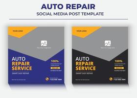 Autoreparaturdienste Social Media Post und Flyer vektor