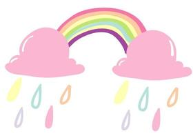 niedliche gekritzelwolken-regenbogenillustration vektor