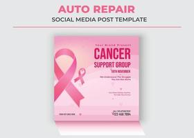 stödgrupp sociala medier, cancer stödgrupp sociala medier mall, bröstcancer medvetenhet månad vektor