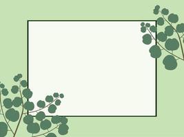 hellgrüner Hintergrund mit Rechteckrahmen und Eukalyptusblättern über der Rahmenvektorillustration vektor