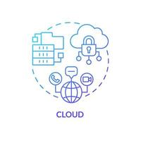 Symbol für das Konzept des wolkenblauen Farbverlaufs. Fernspeicherung von Informationen. Internetdienst. digitale fähigkeiten abstrakte idee dünne linie illustration. isolierte Umrisszeichnung. unzählige pro-fette Schriftarten verwendet vektor