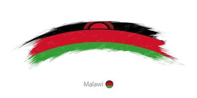 Malawis flagga i rundad grunge penseldrag. vektor