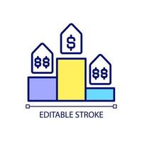 konkurrenskraftiga priser rgb färgikon. fastställa och övervaka priser. konkurrensutsatt marknad. fasta konkurrenter. isolerade vektor illustration. enkel fylld linjeritning. redigerbar linje. arial teckensnitt som används