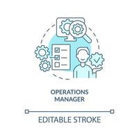 Symbol für das türkisfarbene Konzept des Betriebsleiters. Business Management Karrieren abstrakte Idee dünne Linie Illustration. isolierte Umrisszeichnung. editierbarer Strich. Roboto-Medium, unzählige pro-fette Schriftarten verwendet vektor