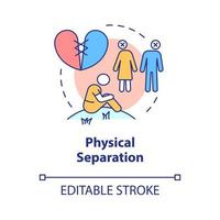 Symbol für das Konzept der physischen Trennung. Ursache des Beziehungszusammenbruchs abstrakte Idee dünne Linie Illustration. isolierte Umrisszeichnung. editierbarer Strich. Roboto-Medium, unzählige pro-fette Schriftarten verwendet vektor