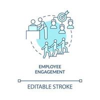 Symbol für das türkisfarbene Konzept des Mitarbeiterengagements. Mitarbeiterengagement. hr abstrakte idee dünne linie illustration. isolierte Umrisszeichnung. editierbarer Strich. Roboto-Medium, unzählige pro-fette Schriftarten verwendet vektor