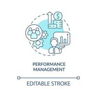 Symbol für das türkisfarbene Konzept des Leistungsmanagements. wichtigsten Produktivitätsindikator. hr abstrakte idee dünne linie illustration. isolierte Umrisszeichnung. editierbarer Strich. Roboto-Medium, unzählige pro-fette Schriftarten verwendet vektor