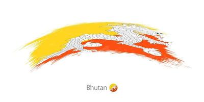 Bhutans flagga i rundad grunge penseldrag. vektor