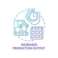 ökad operation output blå gradient koncept ikon. industriell automation abstrakt idé tunn linje illustration. isolerade konturritning. redigerbar linje. roboto-medium, otaliga pro-bold typsnitt som används vektor