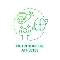 Ernährung für Sportler Symbol für grünes Gradientenkonzept. lebensmittel für einen aktiven lebensstil abstrakte idee dünne linie illustration. isolierte Umrisszeichnung. Roboto-Medium, unzählige pro-fette Schriftarten verwendet vektor