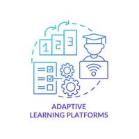 Symbol für das Konzept des blauen Farbverlaufs für adaptive Lernplattformen. software für studenten abstrakte idee dünne linie illustration. isolierte Umrisszeichnung. editierbarer Strich. Roboto-Medium, unzählige pro-fette Schriftarten verwendet vektor