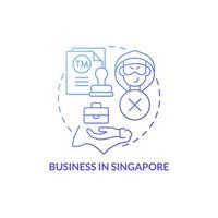 Symbol für das Konzept des Geschäfts in Singapur mit blauem Farbverlauf. bestes land für unternehmen abstrakte idee dünne linie illustration. Urheberrechtsgesetz. isolierte Umrisszeichnung. Roboto-Medium, unzählige pro-fette Schriftarten verwendet vektor