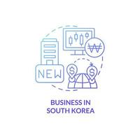 Geschäft in Südkorea Symbol für blaues Farbverlaufskonzept. Umzugsunternehmen abstrakte Idee dünne Linie Abbildung. Land für Geschäfte. isolierte Umrisszeichnung. Roboto-Medium, unzählige pro-fette Schriftarten verwendet vektor