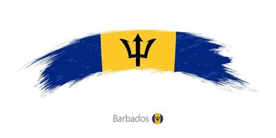 Flagge von Barbados in abgerundetem Grunge-Pinselstrich. vektor