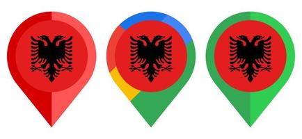 flaches Kartenmarkierungssymbol mit Albanien-Flagge isoliert auf weißem Hintergrund vektor