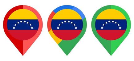 flaches Kartenmarkierungssymbol mit venezolanischer Flagge isoliert auf weißem Hintergrund vektor