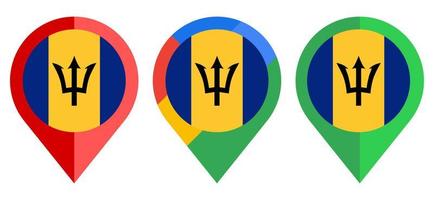 platt kartmarkör ikon med Barbados flagga isolerad på vit bakgrund vektor