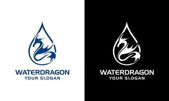 Vektordesign der Wasserdrachen-Logo-Vorlage. einfach und modern, Drachen-Wassertropfen-Logo-Icon-Design vektor