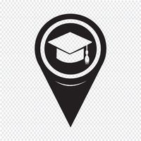 Map Pointer Graduation Cap-ikonen vektor