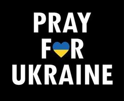 beten Sie für die Ukraine Symbol Herzemblem mit abstraktem Vektordesign der Flagge auf schwarzem Hintergrund vektor
