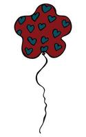 hand gezeichnete fliegende ballonillustration lokalisiert auf einem weißen hintergrund. Valentinstag-Ballon-Doodle. Feiertagscliparts. vektor