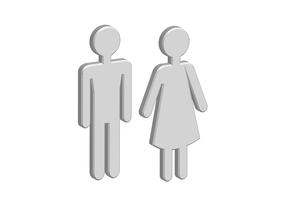 3D-piktogram Man Woman Sign-ikoner, toalettskylt eller toalettikon vektor