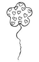 hand gezeichnete fliegende ballonillustration lokalisiert auf einem weißen hintergrund. Valentinstag-Ballon-Doodle. Feiertagscliparts. vektor