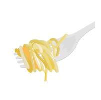 gaffel med pasta vektor stock illustration. spaghetti. organisk mat. traditionell italiensk mat. förbereder lunch. isolerad på en vit bakgrund.
