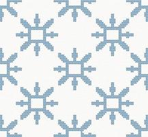 Weihnachten strickte nahtloses Muster mit blauen Schneeflocken. vektor