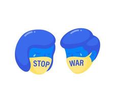 Stoppen Sie den Krieg mit Kopfbedeckungsmaske mit Maskottchen-Illustrationsvektor der ukrainischen Flagge vektor